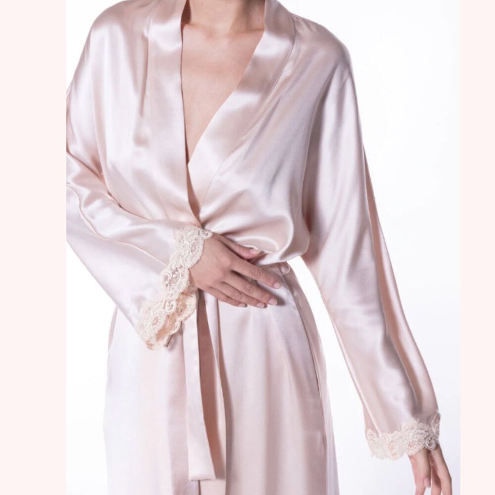 Christine Lingerie Boudoir Long Robe Classic Rose Quartz Lace